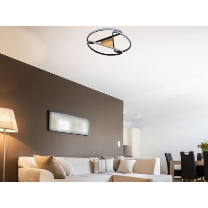 LED Stmievateľné stropné svietidlo LED/75W/230V 3000-6500K hnedá/čierna + diaľkové ovládanie