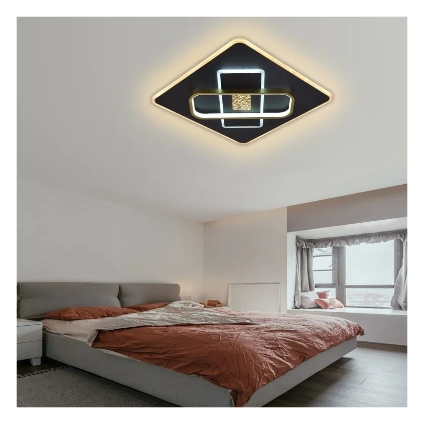 LED Stmievateľné stropné svietidlo LED/90W/230V 3000-6500K čierna + diaľkové ovládanie