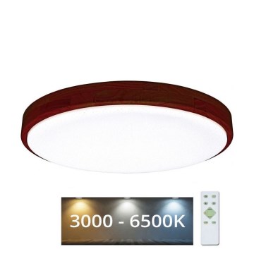 LED Stmievateľné stropné svietidlo LENA LED/24W/230V 3000-6500K dub + diaľkové ovládanie