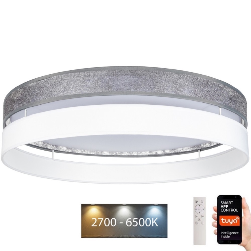 LED Stmievateľné stropné svietidlo LIMA LED/36W/230V 2700-6500K Wi-Fi Tuya + diaľkové ovládanie strieborná/biela