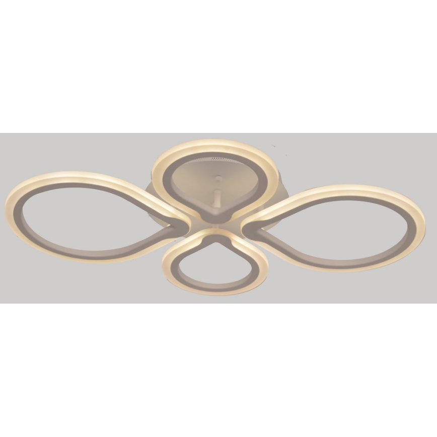 Svetlo s tvarom štvorlístka, ktoré je pripevnené k stropu, svieti. Svetlo je z dvoch farieb, svetlejšej béžovej a tmavšej sivej.