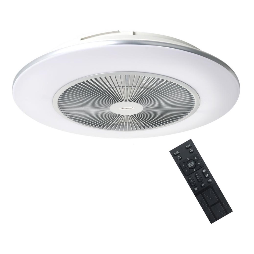 LED Stmievateľné stropné svietidlo s ventilátorom ARIA LED/38W/230V 3000-6000K strieborná + diaľkové ovládanie