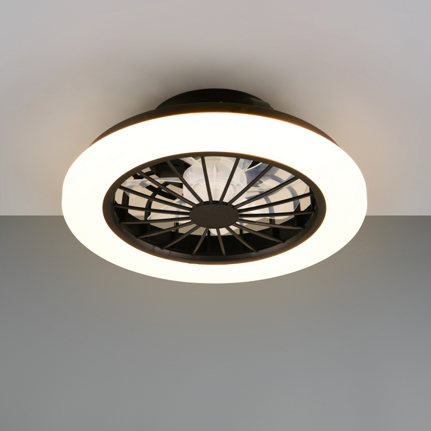 LED stmievateľné stropné svietidlo s ventilátorom GHANA LED/24W/230V 3000-6500K biela/čierna + diaľkové ovládanie