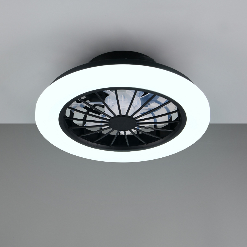 LED stmievateľné stropné svietidlo s ventilátorom GHANA LED/24W/230V 3000-6500K biela/čierna + diaľkové ovládanie