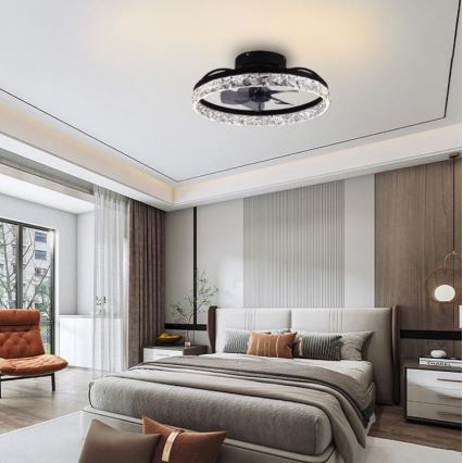 LED Stmievateľné stropné svietidlo s ventilátorom LED/35W/230V 3000-6500K čierna + diaľkové ovládanie