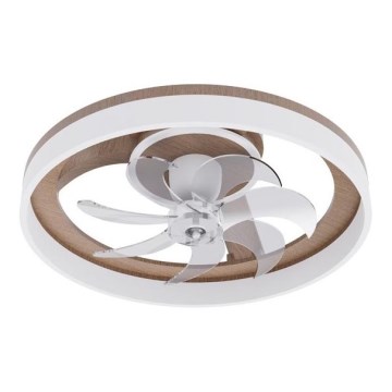 LED stmievateľné stropné svietidlo s ventilátorom LED/40W/230V 3000-6500K hnedá/biela + diaľkové ovládanie