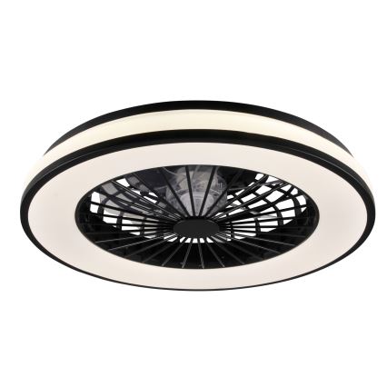 LED Stmievateľné stropné svietidlo s ventilátorom LED/48W/230V 3000-6500K čierna + diaľkové ovládanie