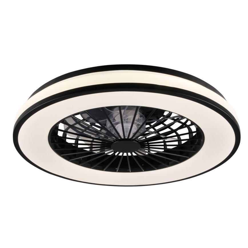 LED Stmievateľné stropné svietidlo s ventilátorom LED/48W/230V 3000-6500K čierna + diaľkové ovládanie