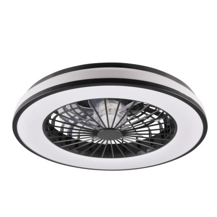 LED Stmievateľné stropné svietidlo s ventilátorom LED/48W/230V 3000-6500K čierna + diaľkové ovládanie