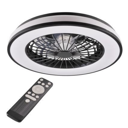 LED Stmievateľné stropné svietidlo s ventilátorom LED/48W/230V 3000-6500K čierna + diaľkové ovládanie