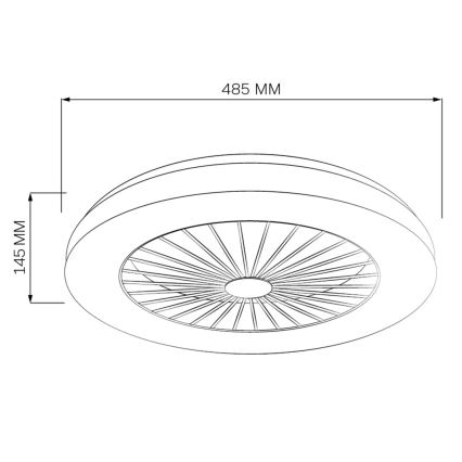 LED Stmievateľné stropné svietidlo s ventilátorom LED/48W/230V 3000-6500K čierna + diaľkové ovládanie