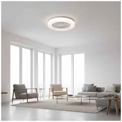 LED Stlmiteľné stropné svietidlo s ventilátorom VENTELUX LED/24W/230V 3000/4000/6500K pr. 45 cm biela + diaľkové ovládanie