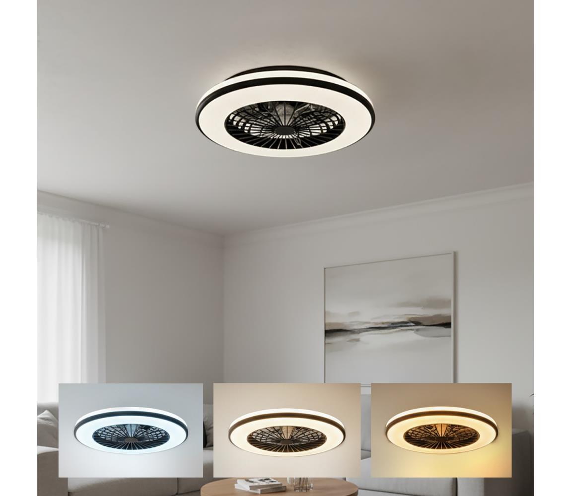 LED stmievateľné stropné svietidlo s látorom VENTELUX LED/48W/230V čierna + DO 004593