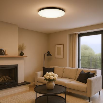 LED Stmievateľné stropné svietidlo SIENA LED/80W/230V 3000-6000K pr. 75 cm čierna + diaľkové ovládanie