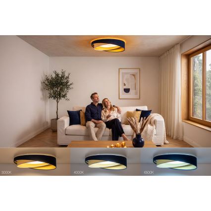 LED stmievateľné stropné svietidlo SMART GALAXY MODERN LED/24W/230V 3000-6500K pr. 55 cm modrá/biela/zlatá + diaľkové ovládanie