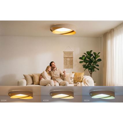 Stmievateľné LED stropné svietidlo SMART GALAXY MODERN LED/24W/230V 3000-6500K priemer 55 cm béžová/zlatá + diaľkové ovládanie