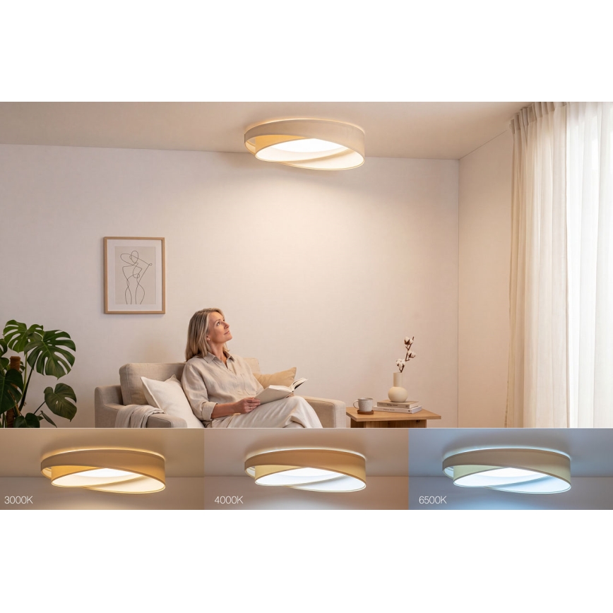 LED stmievateľné stropné svietidlo SMART GALAXY MODERN LED/24W/230V 3000-6500K pr. 55 cm krémová/biela + diaľkové ovládanie