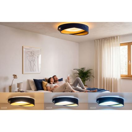 LED stmievateľné stropné svietidlo SMART GALAXY MODERN LED/24W/230V 3000-6500K pr. 55 cm modrá/zlatá + diaľkové ovládanie