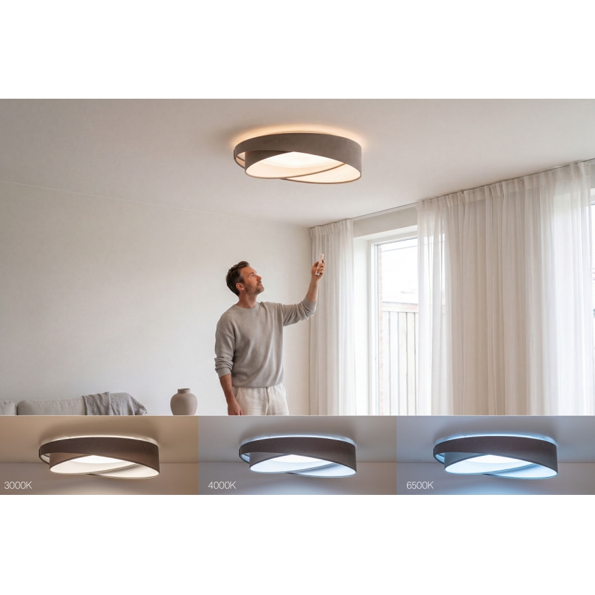 LED stmievateľné stropné svietidlo SMART GALAXY MODERN LED/24W/230V 3000–6500K priemer 55 cm sivá/biela + diaľkové ovládanie