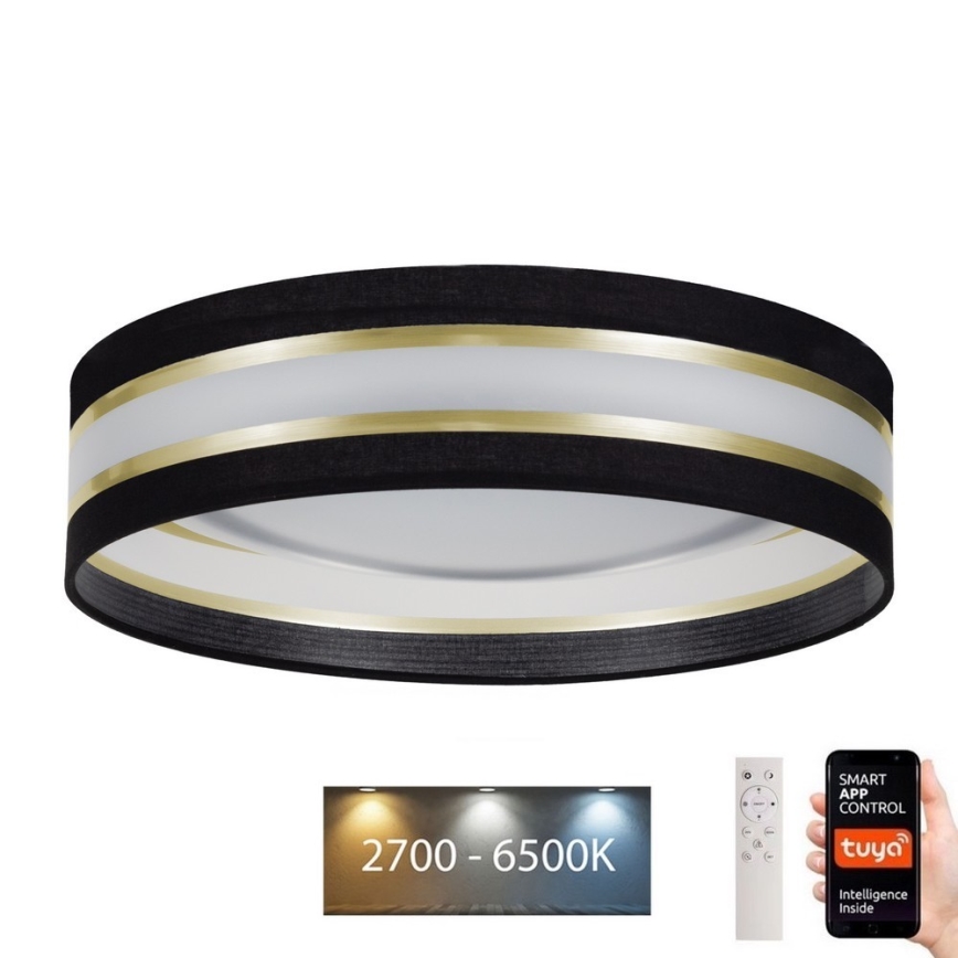 LED Stmievateľné stropné svietidlo SMART CORAL LED/24W/230V Wi-Fi Tuya čierna + diaľkové ovládanie