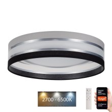 LED Stmievateľné stropné svietidlo SMART CORAL LED/24W/230V Wi-Fi Tuya čierna/šedá + diaľkové ovládanie