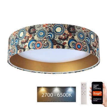 LED Stmievateľné stropné svietidlo SMART GALAXY LED/24W/230V pr. 45 cm Wi-Fi Tuya pestrofarebná/zlatá + diaľkové ovládanie