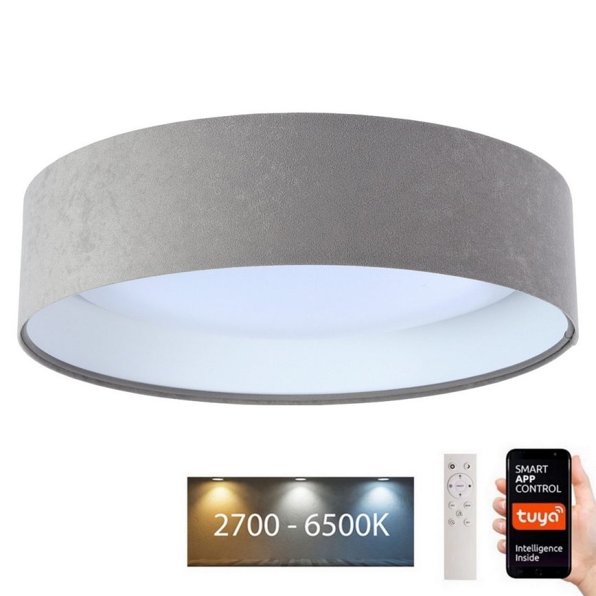 LED Stmievateľné stropné svietidlo SMART GALAXY LED/36W/230V pr. 55 cm 2700-6500K Wi-Fi Tuya šedá/biela + diaľkové ovládanie