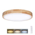 LED Stmievateľné stropné svietidlo SOLID OAK LED/60W/230V 3000-6500K dub pr. 51 cm + diaľkové ovládanie