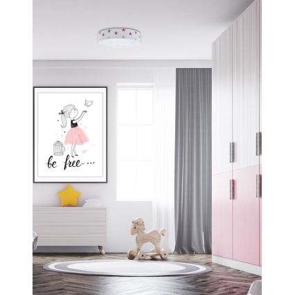 LED Stmievateľné detské stropné svietidlo SMART GALAXY KIDS LED/24W/230V 3000-6500K hviezdičky biela/ružová/šedá + diaľkové ovládanie