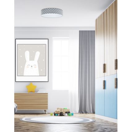 LED Stmievateľné detské stropné svietidlo SMART GALAXY KIDS LED/24W/230V 3000-6500K hviezdičky šedá/biela + diaľkové ovládanie