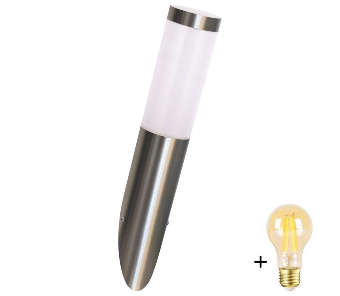 LED stmievateľné vonkajšie nástenné svietidlo LIVIA 1xE27/6W/230V IP44 strieborná SA0462+AI0042