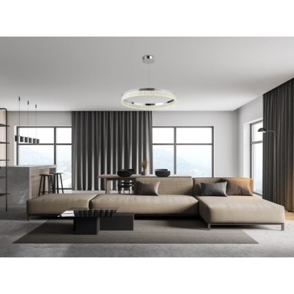 LED stmievateľný krištáľový luster na lanku THALIA LED/55W/230V 3000-6000K priemer 80 cm + diaľkové ovládanie