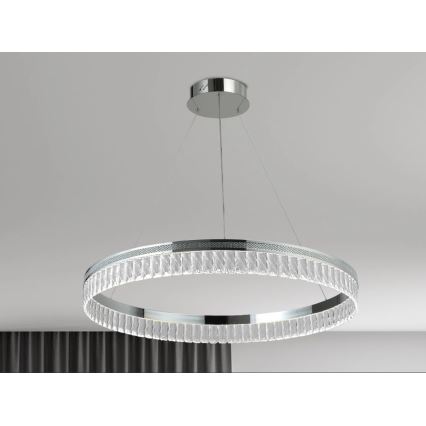 LED stmievateľný krištáľový luster na lanku THALIA LED/55W/230V 3000-6000K priemer 80 cm + diaľkové ovládanie