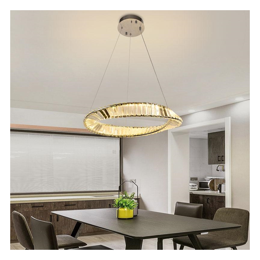 LED Stmievateľný krištáľový luster na lanku LED/40W/230V 3000-6500K + diaľkové ovládanie