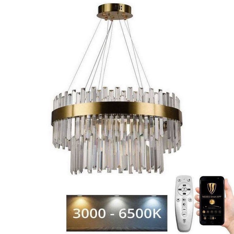 LED Stmievateľný krištáľový luster na lanku LED/80W/230V 3000-6500K + diaľkové ovládanie