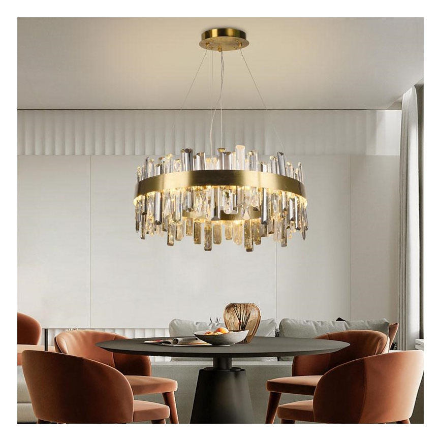 LED Stmievateľný krištáľový luster na lanku LED/80W/230V 3000-6500K + diaľkové ovládanie
