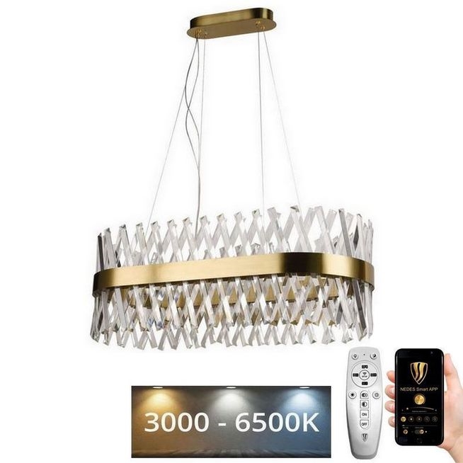 LED Stmievateľný krištáľový luster na lanku LED/90W/230V 3000-6500K + diaľkové ovládanie