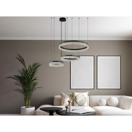 LED stmievateľný krištáľový luster na lanku THALIA LED/120W/230V 3000-6000K + diaľkové ovládanie
