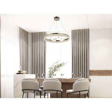 LED Stmievateľný krištáľový luster na lankách THALIA LED/55W/230V 3000-6000K pr. 80 cm + diaľkové ovládanie