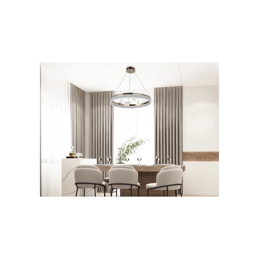 LED Stmievateľný krištáľový luster na lankách THALIA LED/55W/230V 3000-6000K pr. 80 cm + diaľkové ovládanie