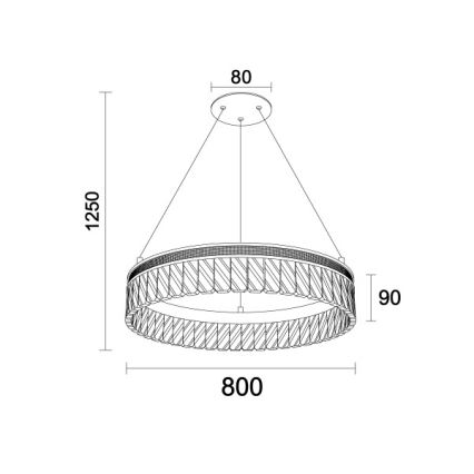 LED Stmievateľný krištáľový luster na lankách THALIA LED/55W/230V 3000-6000K pr. 80 cm + diaľkové ovládanie