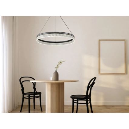 LED Stmievateľný krištáľový luster na lanku THALIA LED/55W/230V 3000-6000K pr. 80 cm + diaľkové ovládanie