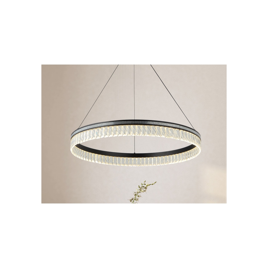 LED Stmievateľný krištáľový luster na lanku THALIA LED/55W/230V 3000-6000K pr. 80 cm + diaľkové ovládanie