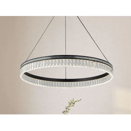 LED Stmievateľný krištáľový luster na lanku THALIA LED/55W/230V 3000-6000K pr. 80 cm + diaľkové ovládanie