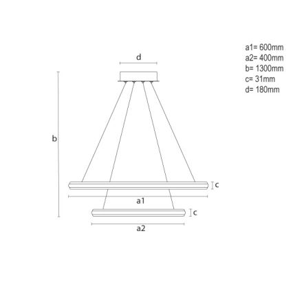LED Stmievateľný luster na lanku LED/90W/230V 3000-6500K pr. 60 cm + diaľkové ovládanie
