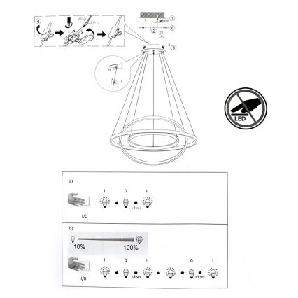 Leuchten Direkt 11526-55 - LED Stmievateľný luster na lanku CIRCLE 1xLED/13,5W/230V + LED/19,5W + LED/24W