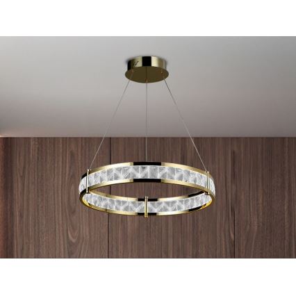LED Stmievateľný krištáľový luster na lane ENRIQUE LED/40W//230V 3000-6000K pr. 60 cm + diaľkové ovládanie