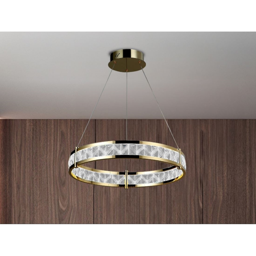 LED Stmievateľný krištáľový luster na lane ENRIQUE LED/40W//230V 3000-6000K pr. 60 cm + diaľkové ovládanie
