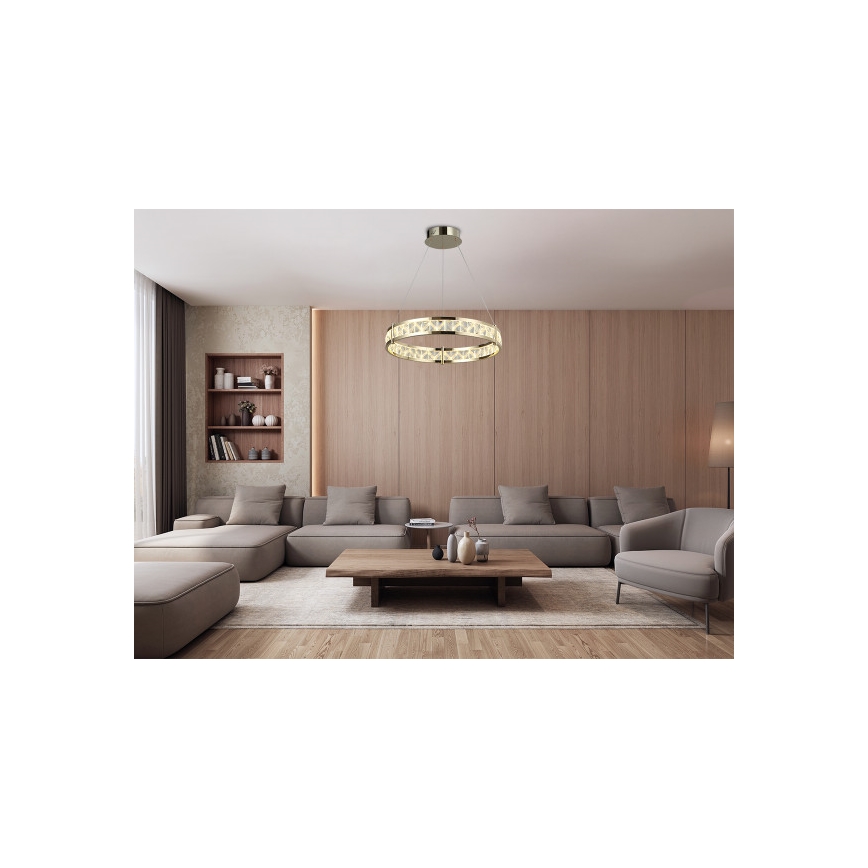 LED Stmievateľný krištáľový luster na lanku ENRIQUE LED/55W//230V 3000-6000K pr. 80 cm + diaľkové ovládanie