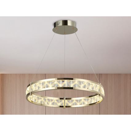 LED Stmievateľný krištáľový luster na lanku ENRIQUE LED/55W//230V 3000-6000K pr. 80 cm + diaľkové ovládanie